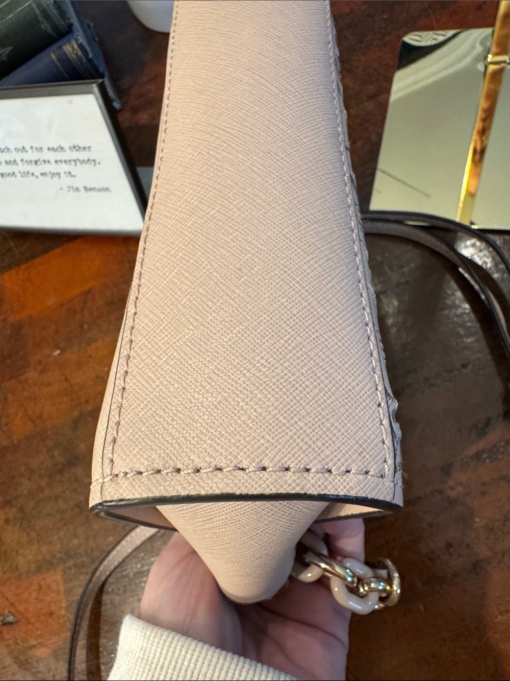 Michael Kors Blush Pink Floral Embossed Crossbody Bag with Gold Accents - Picture 7 of 14